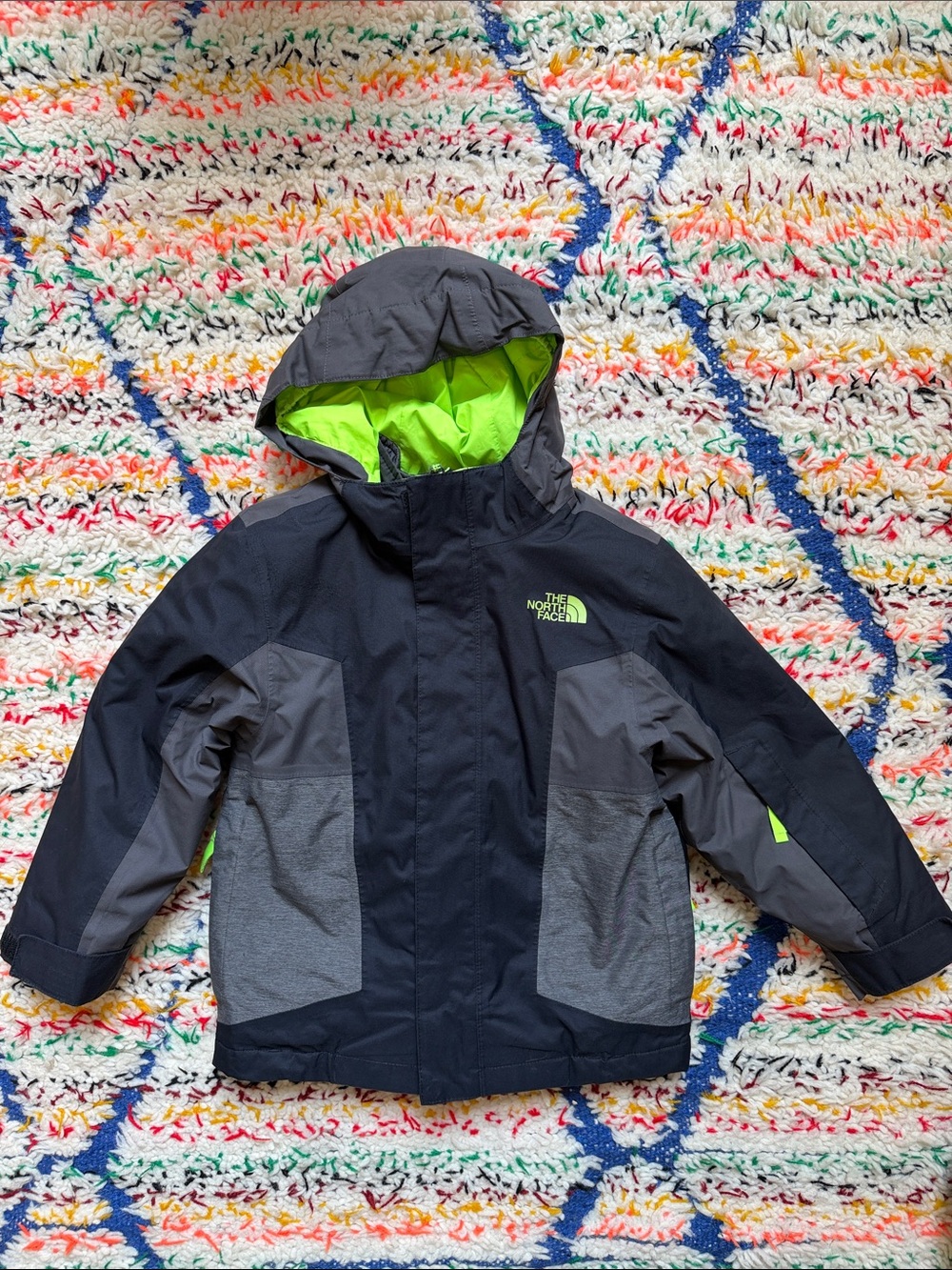 The North Face Kids 3 in 1 Hooded Jacket in Black, Gray & Lime
